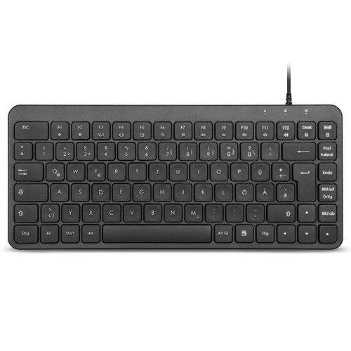 Perixx PERIBOARD-414 B DE, kabelgebundene Mini USB Tastatur, leise Tasten