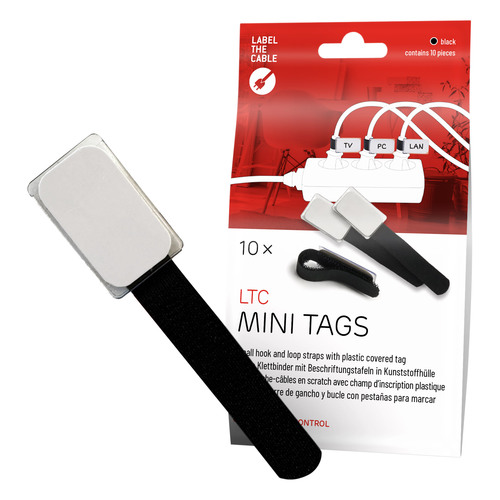 LABEL THE CABLE Klettkabelbinder MINI TAGS schwarz 9,0 cm x 1,2 cm, 10 St.