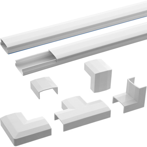 InLine® Kabelkanal-Set, selbstklebend, 25 x 13 mm, 80 cm Länge, weiß