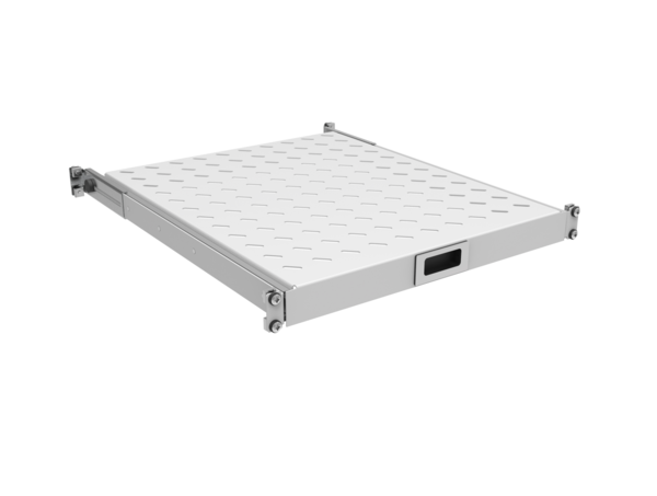 19" 1HE Fachboden ausziehbar, ET, 550..650 mm, 30 kg, ST 800, RAL7035