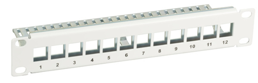 Keystone + Adapter  Verteilerfeld 10? 1HE 12-Port, , Metall, grau RAL7035 - 1 VPE = 20 Stï¿½ck