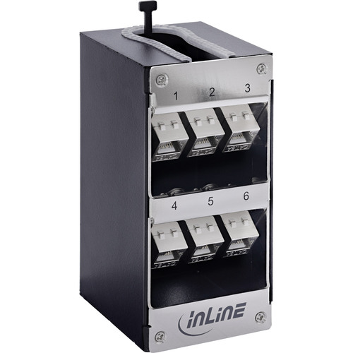 InLine® Verteilerkasten 6-Port Cat.6A Wand-/Hutschiene inkl. Keystone-Module