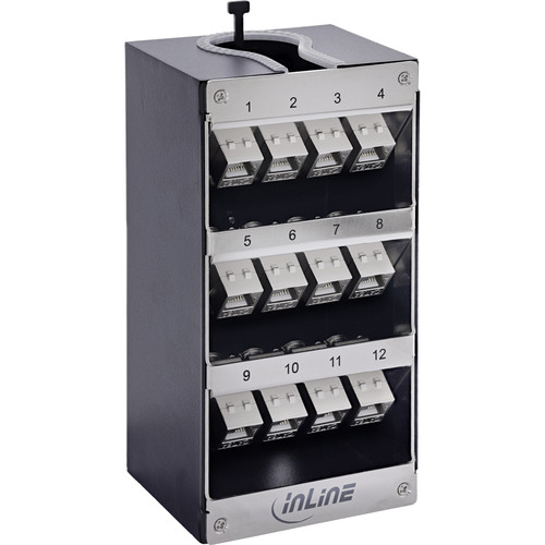 InLine® Cat.6A Keystone-Verteilerkasten, Wand-/Hutschiene, STP, 12 Port