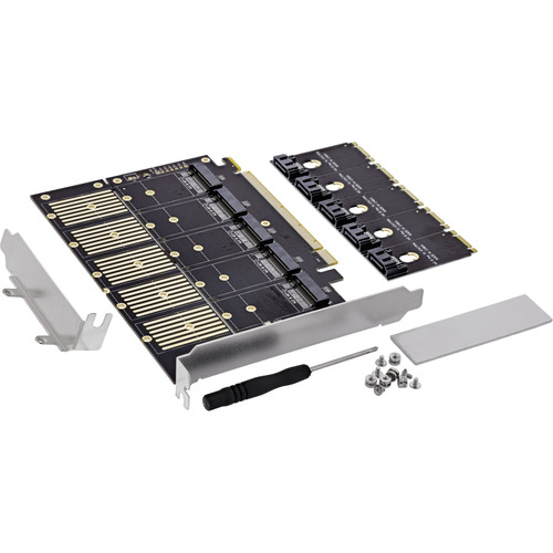 4043718348299 - Schnittstellenkarte PCIe x16 zu 5x M2 Key B SATA inkl Low-Profile