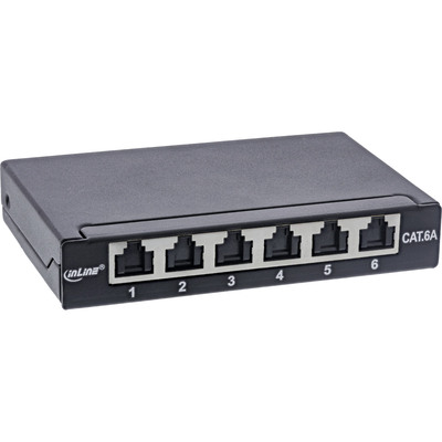 4043718311972 - Patchfeld Cat6A 05HE 6-fach Tisch Wand Hutschiene schwarz Staubschutz 4043718311972 - Patchfeld Cat6A 05HE 6-fach Tisch Wand Hutschiene schwarz Staubschutz