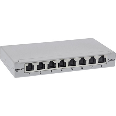 4043718311965 - Patchfeld Cat6A 05HE 8-fach Tisch Wand Hutschiene grau Staubschutz 4043718311965 - Patchfeld Cat6A 05HE 8-fach Tisch Wand Hutschiene grau Staubschutz