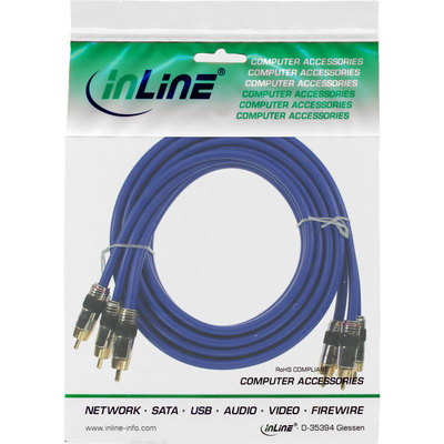 InLine Cinch Audio / Video 3x Cinch Audio/Video Premium Kabel blau 0,5 Meter InLine Cinch Audio / Video Kabel blau 0,5 Meter
