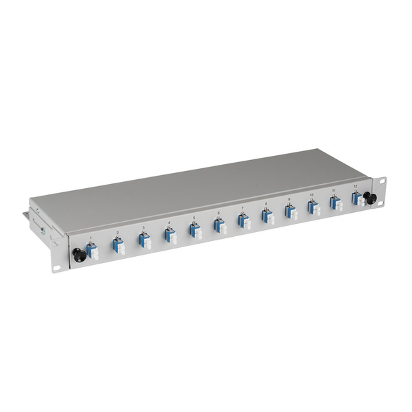 Teilbestückte Breakoutbox mit 12, ,LC-Duplex Kupplungen OS2
