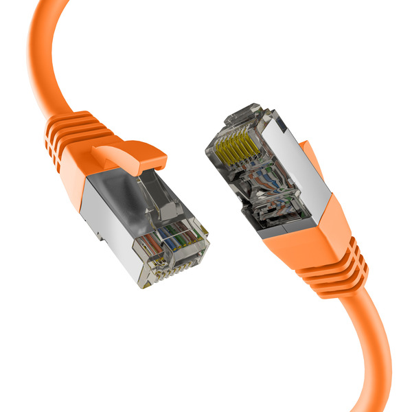 CAT8.1 ORANGE 1m RJ45 PATCHKABEL S/FTP PIMF, LSZH 2000MHZ 40GB NETZWERKKABEL