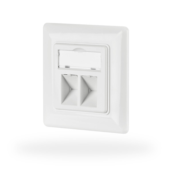 Netzwerkdose 2-fach für Keystones, Weiss, RAL 9003, ohne Keystone
