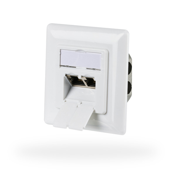 Netzwerkdose CAT6a Unterputz 2-fach RJ45,  --  LSA+ Anschlußtechnik, Weiss