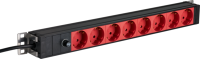 4049759308797 - 19 1HE Steckdosenleiste 8 x CEE 7 3 rot -- Zuleitung C14 10A Feinsicherung schwarz 4049759308797 - 19 1HE Steckdosenleiste 8 x CEE 7 3 rot -- Zuleitung C14 10A Feinsicherung schwarz