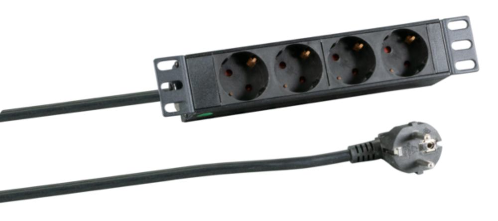 Steckdosenleisten 10? 1HE Steckdosenleiste 4 x CEE 7/3, ohne Schalter, im Aluprofil, schwarz - 1 VPE = 20 Stï¿½ck