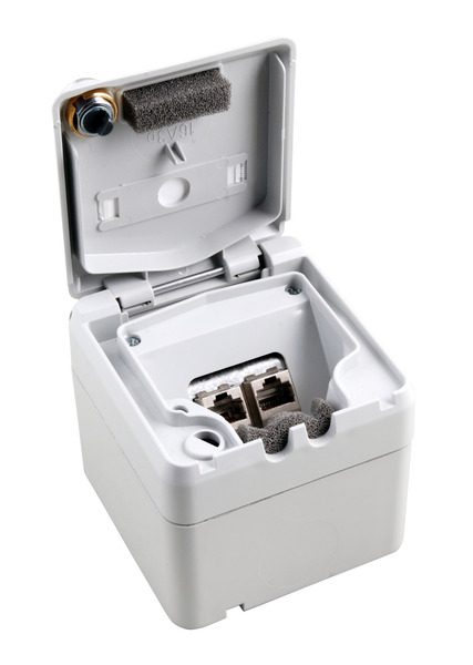 4049759140670 - KDO-Gehäuse (AP) IP44 für 2 x Keystones -- mit Beschriftungsfeld