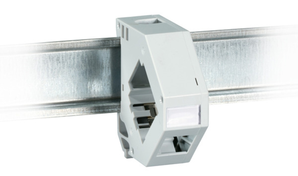 Keystone + Adapter  Keystone Modulhalter 1-Port, für, Hutschiene, Kunststoff - 1 VPE = 48 Stück