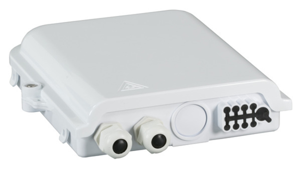 FTTH FTTH IP65 Anschlussbox für 16 Fasern, 8 Kupplungen, und Faserüberlängenaufnahme - 1 VPE = 20 Stück