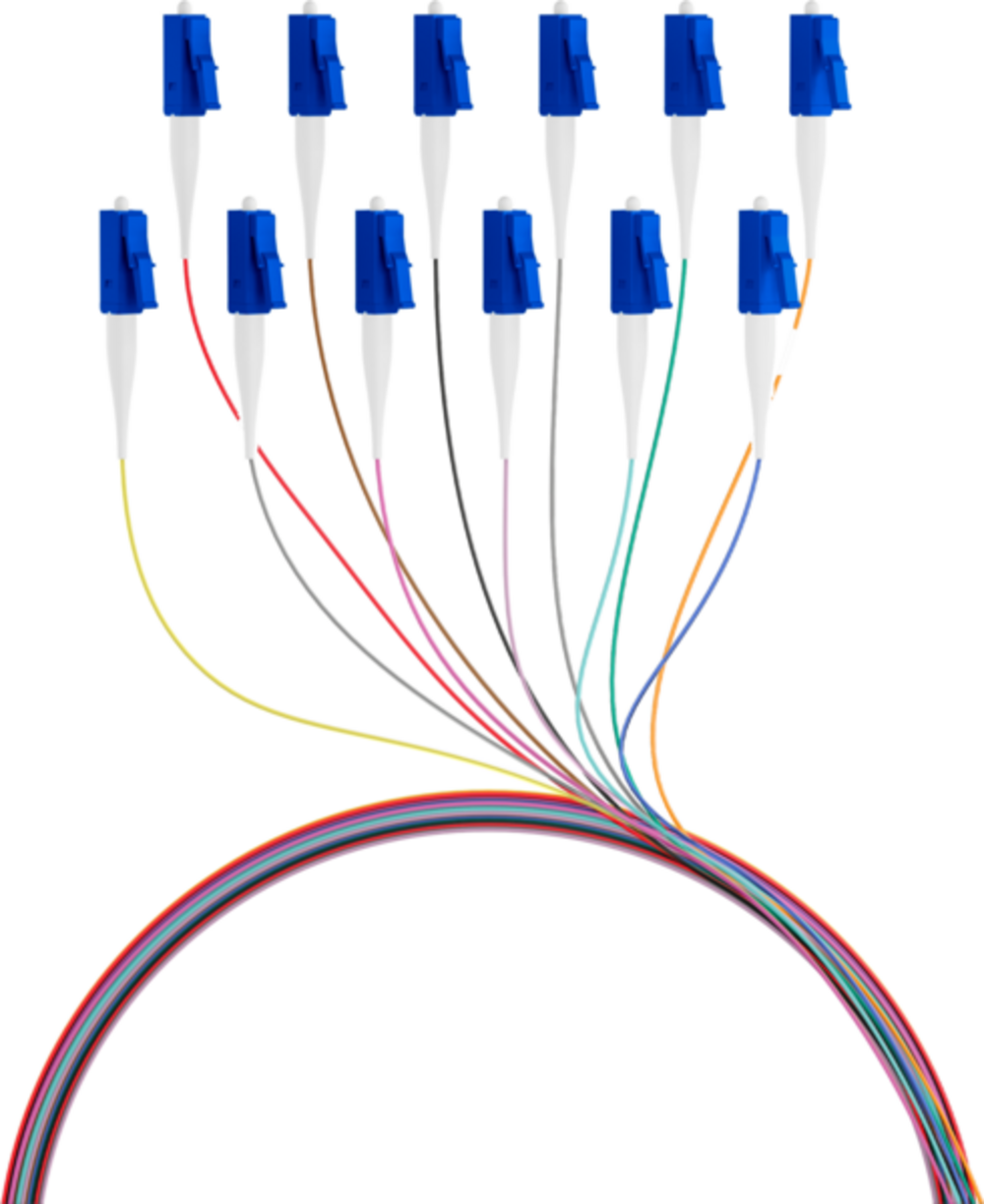 Glasfaser Pigtails Faserpigtail LC OS2 G657A2, farbiges Set 2m - 12 Stück - 1 VPE = 50 St�ck