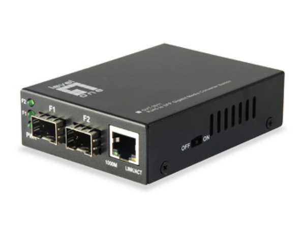 Gigabit RJ45 zu SFP Media, Konverter-Switch, 2x SFP, 1x RJ45