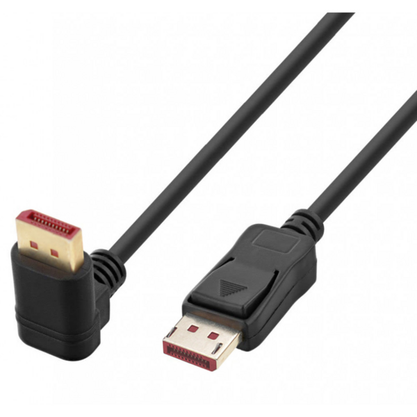 DisplayPort 1.4 Anschlusskabel, M/M 4K@120Hz, 1m noir 1-seitig gewinkelt