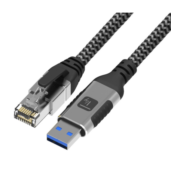 USB 3.0 Ethernet-Kabel, A/M zu RJ45/M, 2m --  1 Gbit/s aktiv schwarz/silber