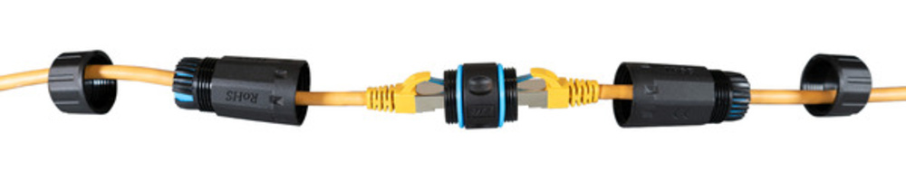 IP67 + IP68 Steckverbinder RJ45 Cat.6 IP68, Durchführungskupplung,Buchse/Buchse Verb - 1 VPE = 20 Stück