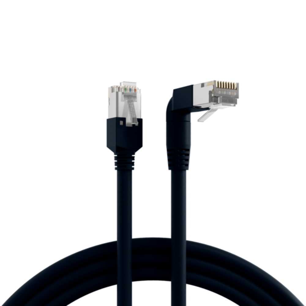 Patchkabel  RJ45 Patchkabel Cat.5e S/UTP PVC, TM11 1x90° schwarz 5m - 1 VPE = 5 Stï¿½ck