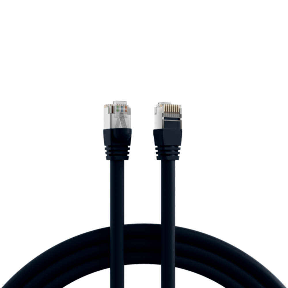 Patchkabel  RJ45 Patchkabel S/FTP, Cat.6, PVC, kurze, Tülle, UL, 2m, schwarz - 1 VPE = 100 Stï¿½ck