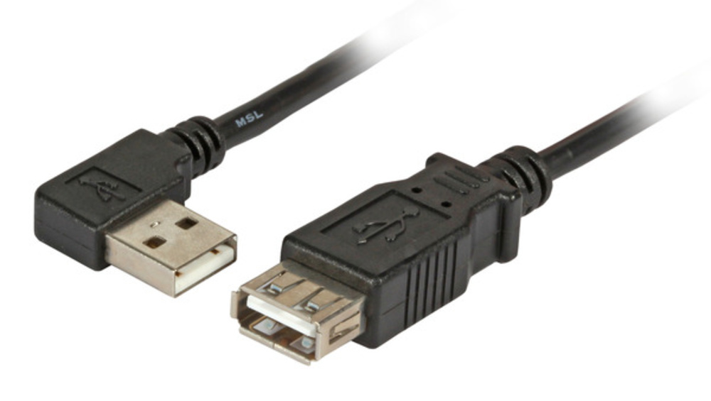 USB USB2.0 Verlängerungskabel A (gewinkelt), - A St.-Bu., 1,8m, schwarz, Classic - 1 VPE = 200 Stï¿½ck