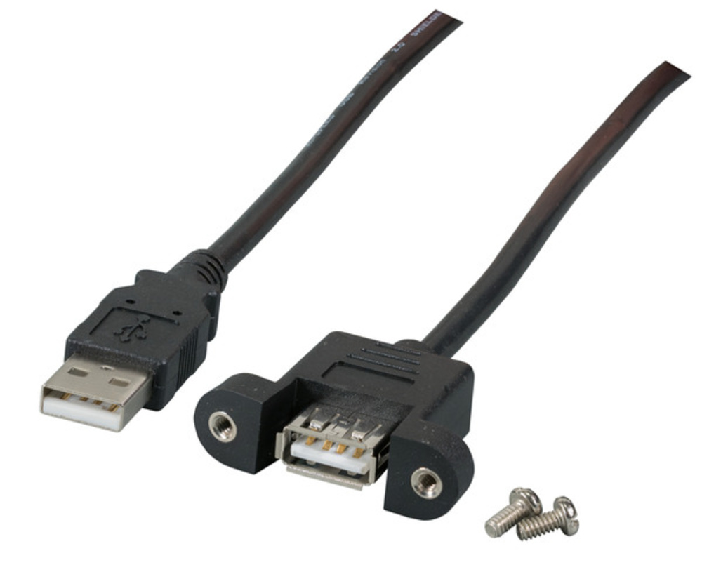 USB USB2.0 Verlängerungskabel A-A, St.-Einbaubuchse, 1,8m, schwarz, Classic - 1 VPE = 200 St�ck