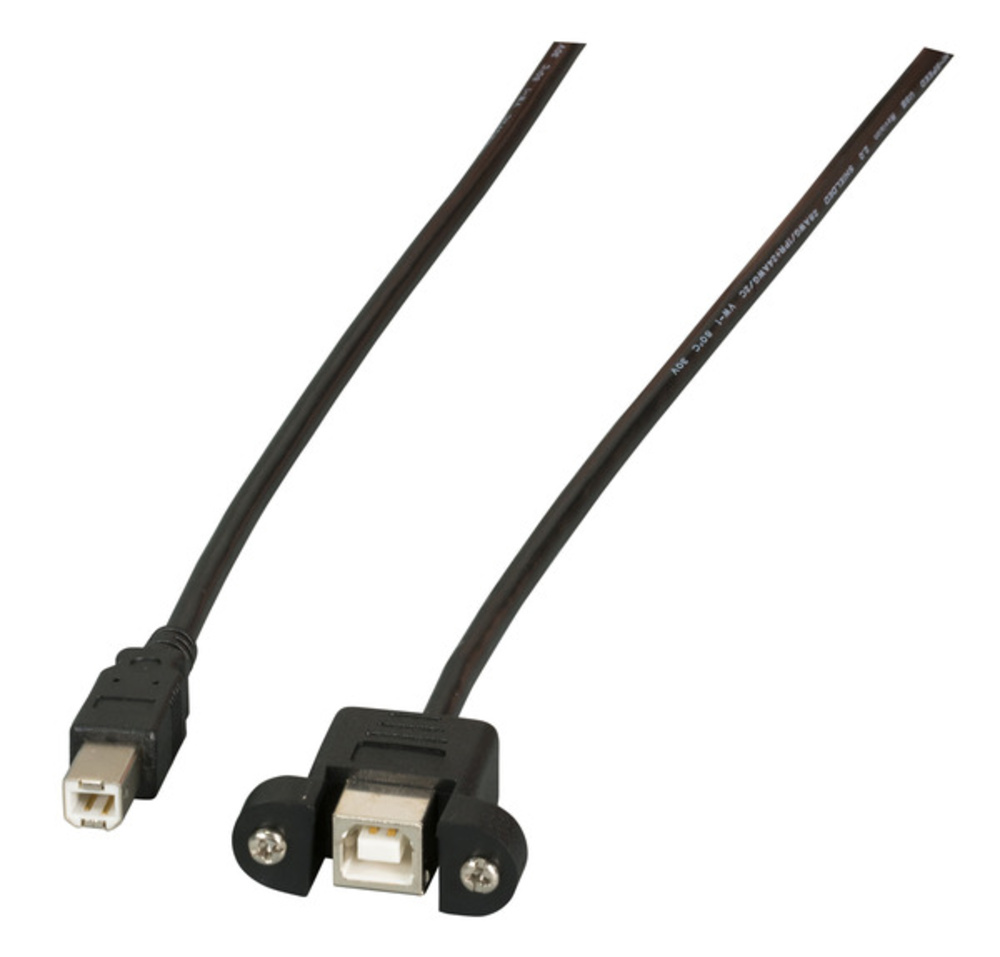 USB USB2.0 Verlängerungskabel B-B, St.-Einbaubuchse, 0,5m, schwarz, Classic - 1 VPE = 10 St�ck