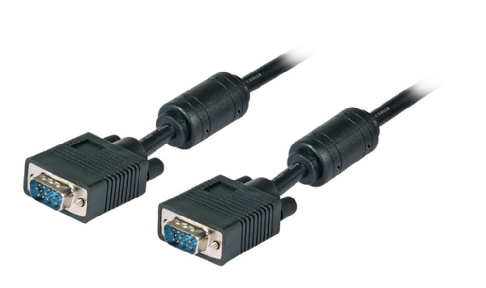 VGA / DVI SVGA/HDTV Anschlusskabel, 2x HD-DSub 15, St.-St., 5,0m, schwarz - 1 VPE = 40 St�ck