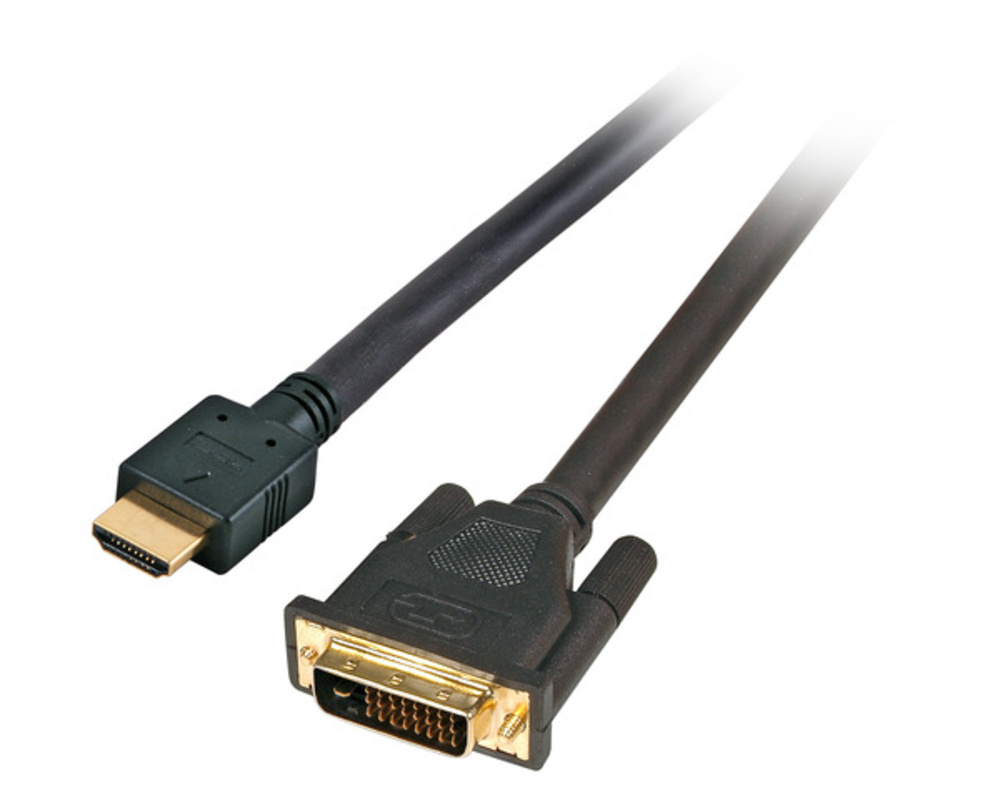 HDMI HighSpeed HDMI - DVI Kabel,HDMI A - DVI, 24+1 St-St 1m, schwarz - 1 VPE = 10 St�ck