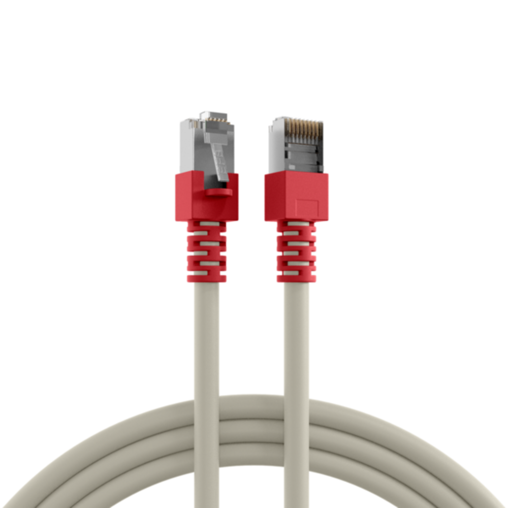 Patchkabel  RJ45 Patchkabel Cat.5e SF/UTP PVC, Tülle rot CCA crossed grau 3m - 1 VPE = 10 Stï¿½ck