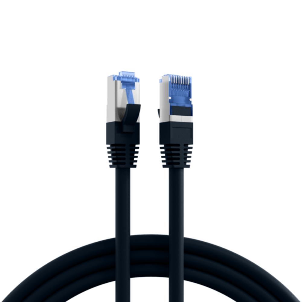 Patchkabel  RJ45 Patchkabel Cat.6A S/FTP TPE, Cat.7 Rohkabel superflex schwarz 3m - 1 VPE = 10 Stï¿½ck
