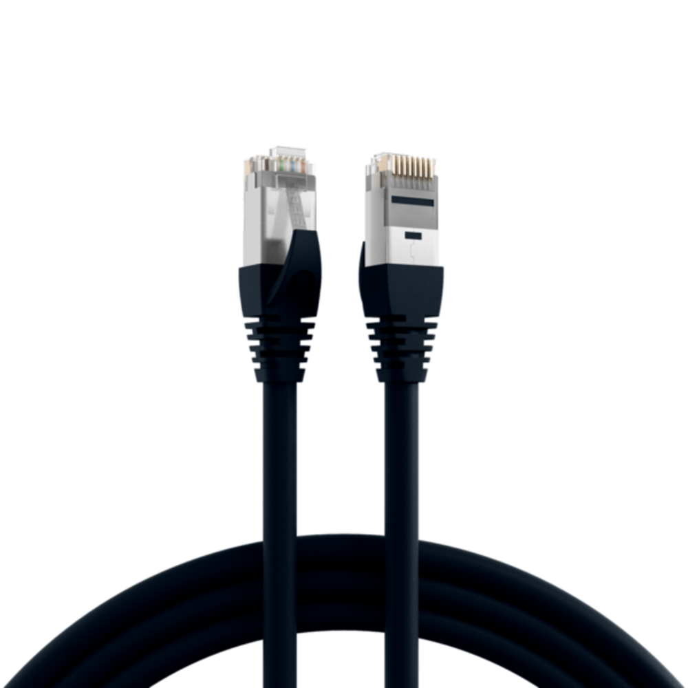 Patchkabel RJ45 Patchkabel Cat.6A S/FTP TPE, 6KV, schwarz 2m - 1 VPE = 100 St�ck