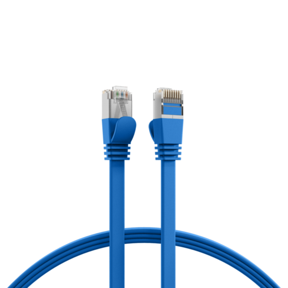 Patchkabel  RJ45 Flachpatchkabel Cat.6A U/FTP PVC, blau 1m - 1 VPE = 10 Stï¿½ck