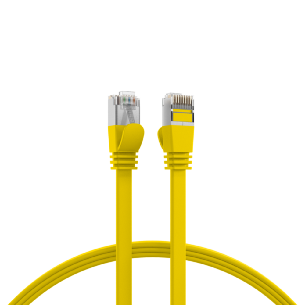 Patchkabel  RJ45 Flachpatchkabel Cat.6A U/FTP PVC, gelb 2m - 1 VPE = 10 Stï¿½ck