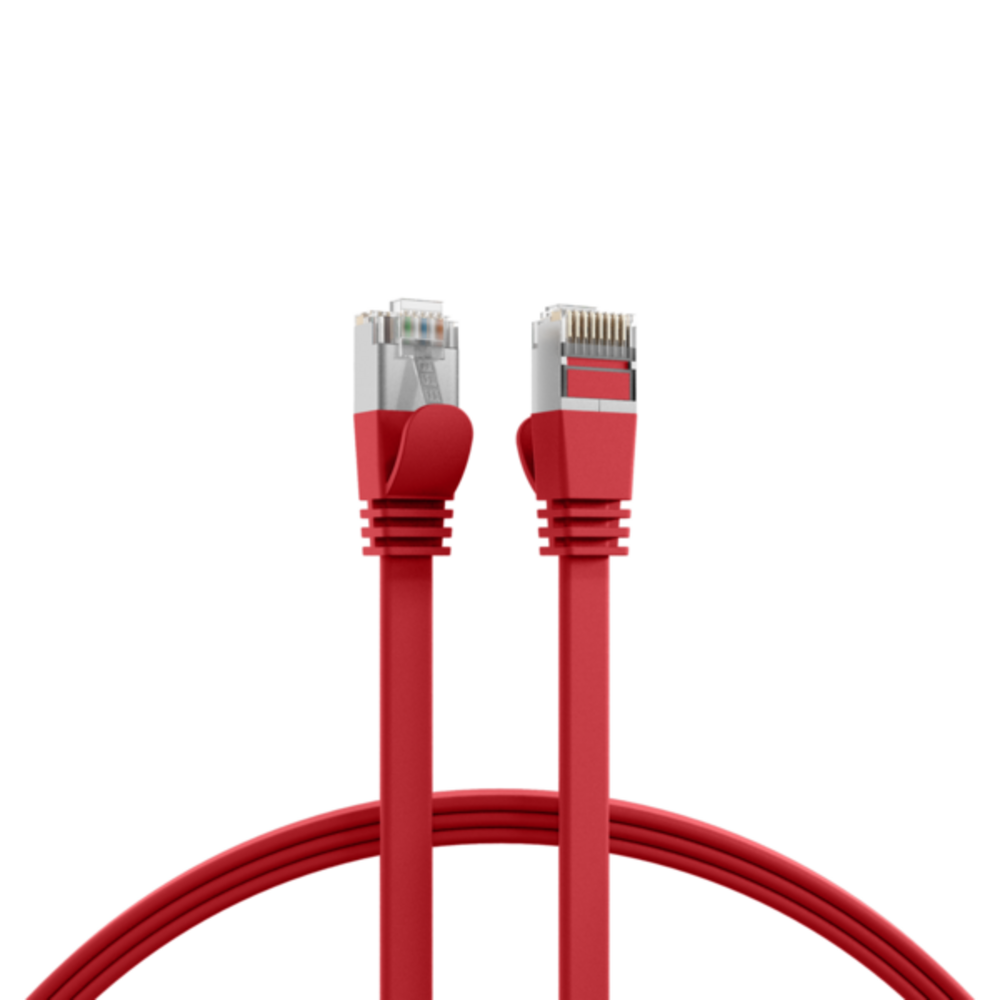 Patchkabel  RJ45 Flachpatchkabel Cat.6A U/FTP PVC, rot 5m - 1 VPE = 10 Stï¿½ck