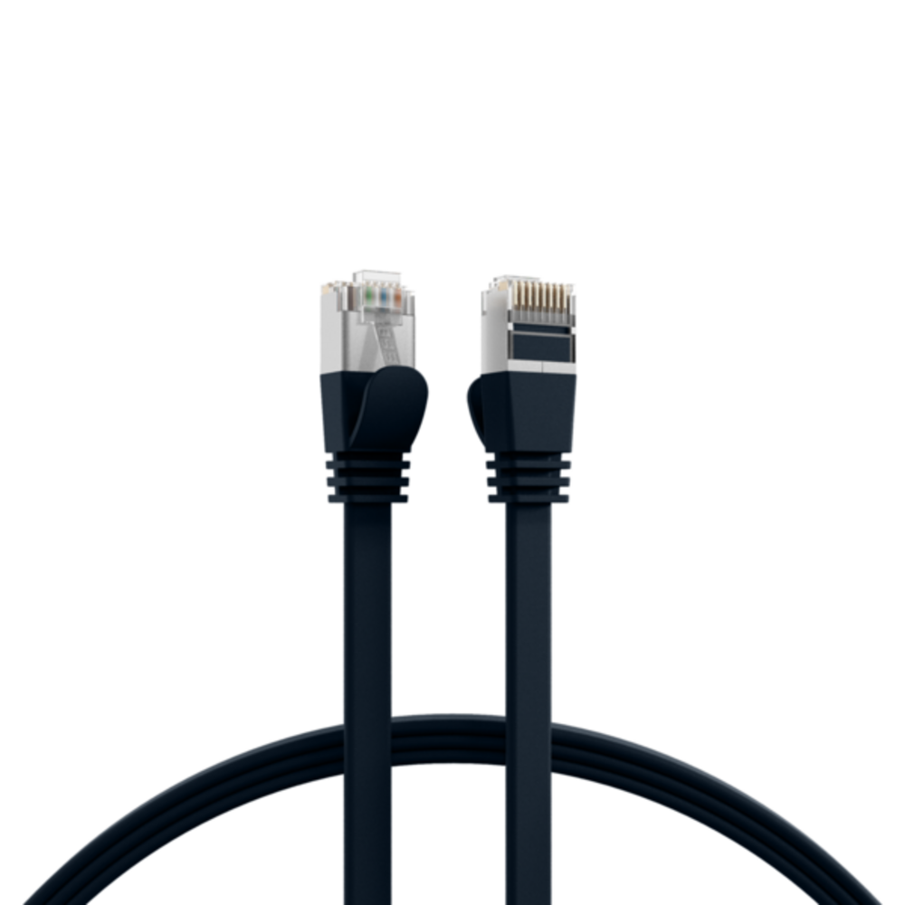 Patchkabel  RJ45 Flachpatchkabel Cat.6A U/FTP PVC, schwarz 3m - 1 VPE = 10 Stï¿½ck