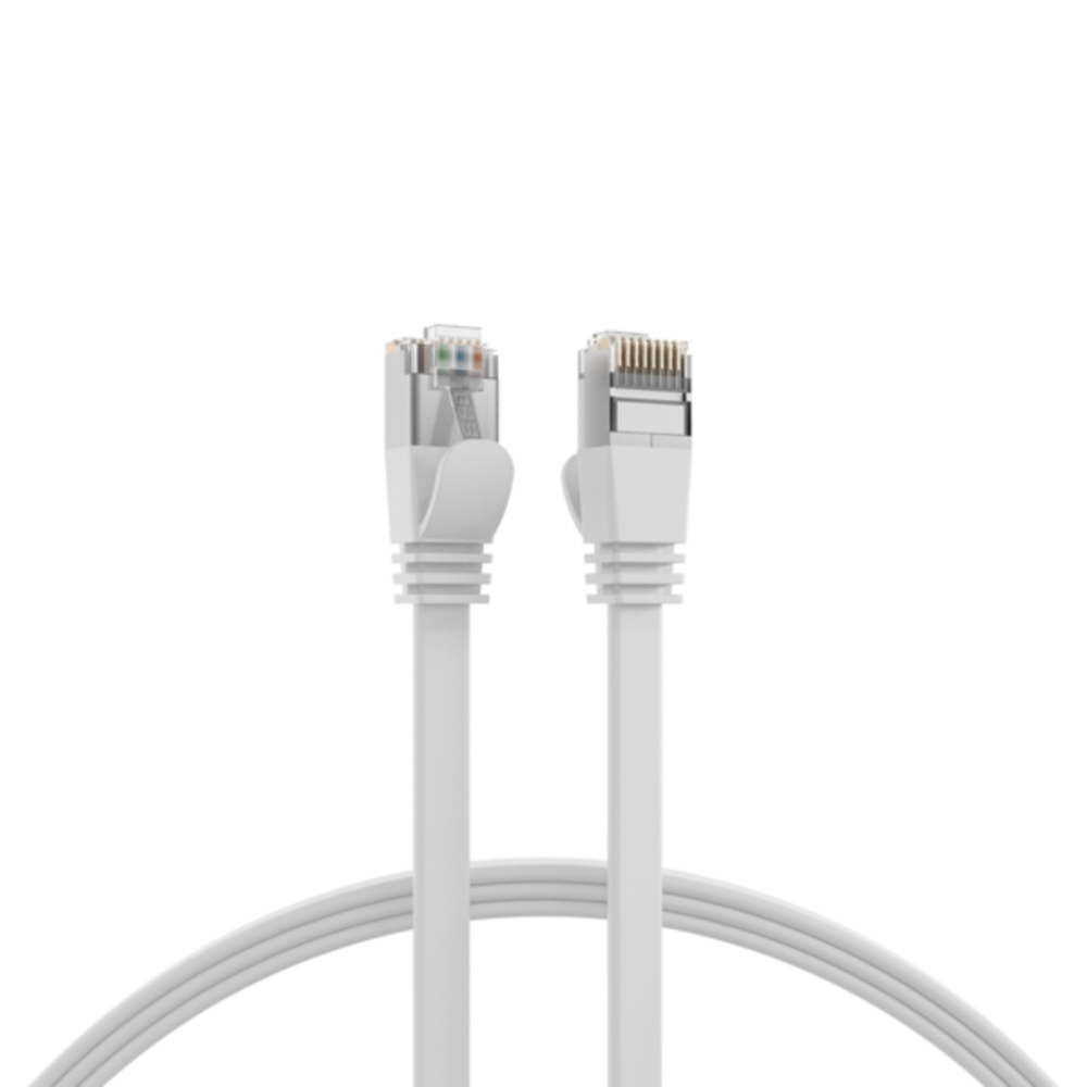 Patchkabel  RJ45 Flachpatchkabel Cat.6A U/FTP PVC, weiß 5m - 1 VPE = 10 Stï¿½ck