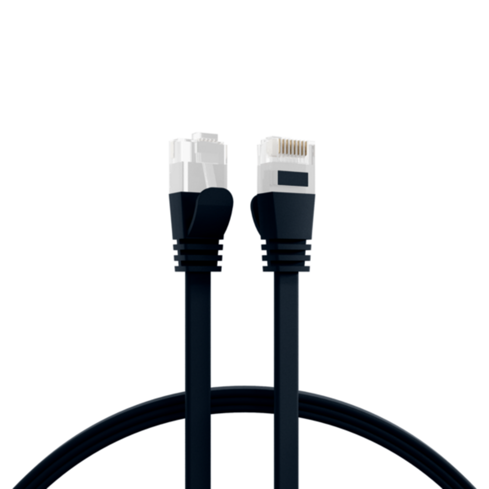 Patchkabel  RJ45 Flachpatchkabel Cat.6A U/UTP PVC, schwarz 2m - 1 VPE = 10 Stï¿½ck