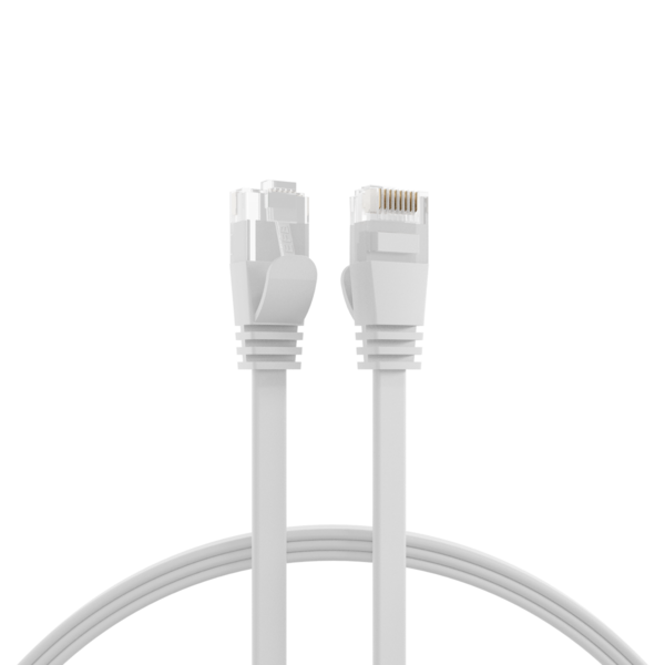 RJ45 Flachpatchkabel Cat.6A U/UTP PVC, weiß 1,5m