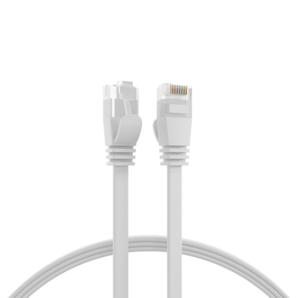 Patchkabel  RJ45 Flachpatchkabel Cat.6A U/UTP PVC, weiß 5m - 1 VPE = 10 Stï¿½ck