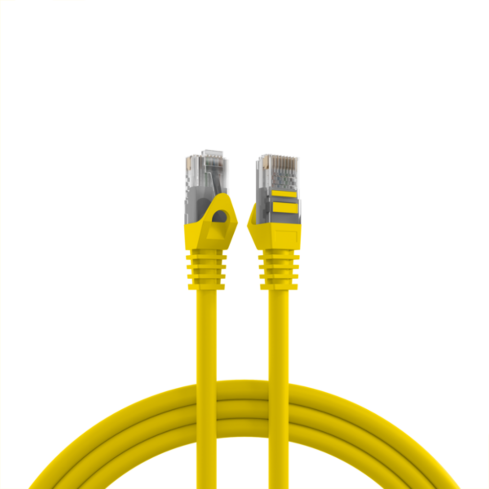 Kupferverkabelung RJ45 Patchkabel Cat.5e U/UTP LSZH, CCA AWG24/7 gelb 1m - 1 VPE = 10 Stück