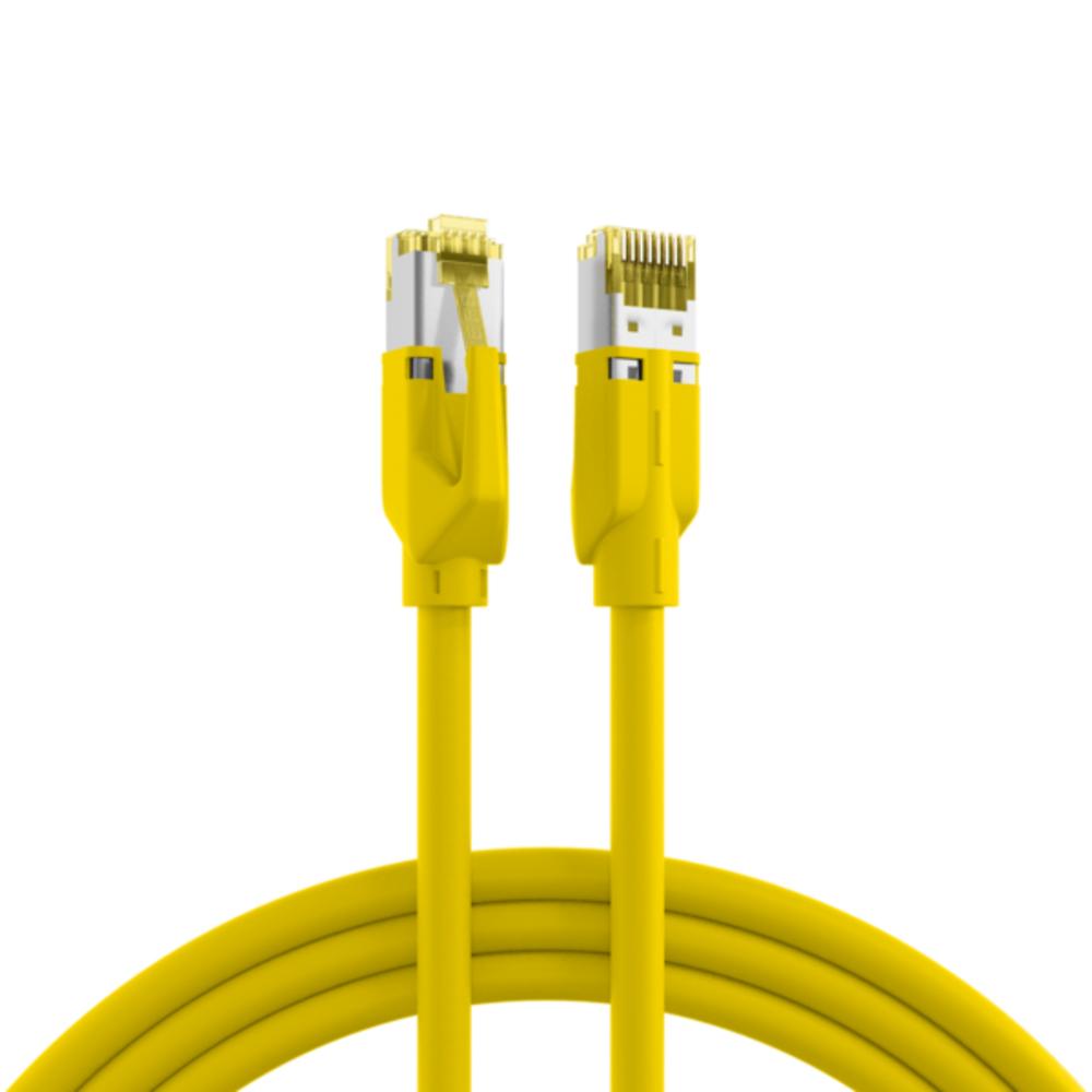 Patchkabel  RJ45 Patchkabel Cat.6A S/FTP LSZH, Draka UC900 TM31 gelb 2m - 1 VPE = 5 Stï¿½ck