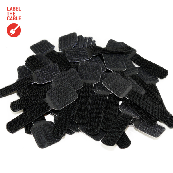 LTC WALL STRAPS Selbstklebende Klettkabelhalter, 50 Stück Set schwarz