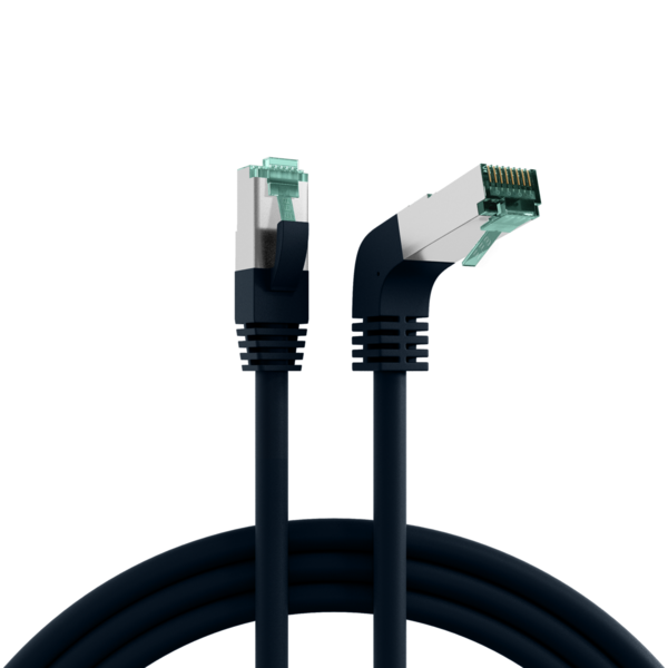 RJ45 Patchkabel Cat.6A S/FTP LSZH, 1x90° schwarz 0,25m