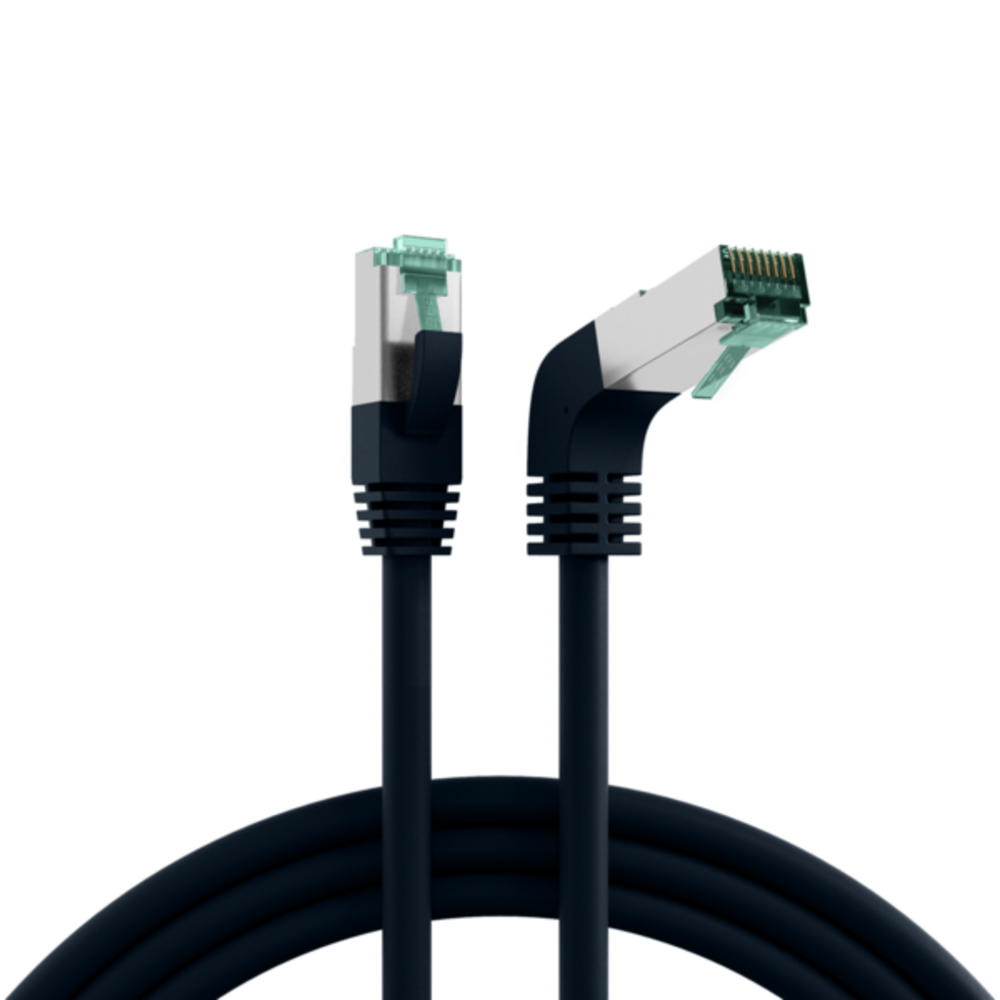 Patchkabel RJ45 Patchkabel Cat.6A S/FTP LSZH, 1x90° schwarz 0,25m - 1 VPE = 10 Stï¿½ck