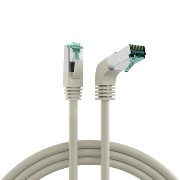 RJ45 Patchkabel Cat.6A S/FTP LSZH, 1x90° grau 1m