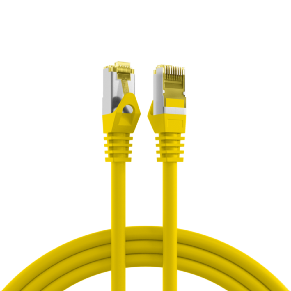 Patchkabel  RJ45 Patchkabel Cat.6A S/FTP LSZH, Cat.7 Rohkabel gelb 5m - 1 VPE = 10 Stï¿½ck